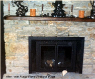 AFTER installing Fuego Flame Fireplace Insert featuring patented non-electric blower