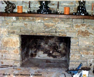 Field Rock fireplace opening, prior to installing Fuego Flame Fireplace Insert